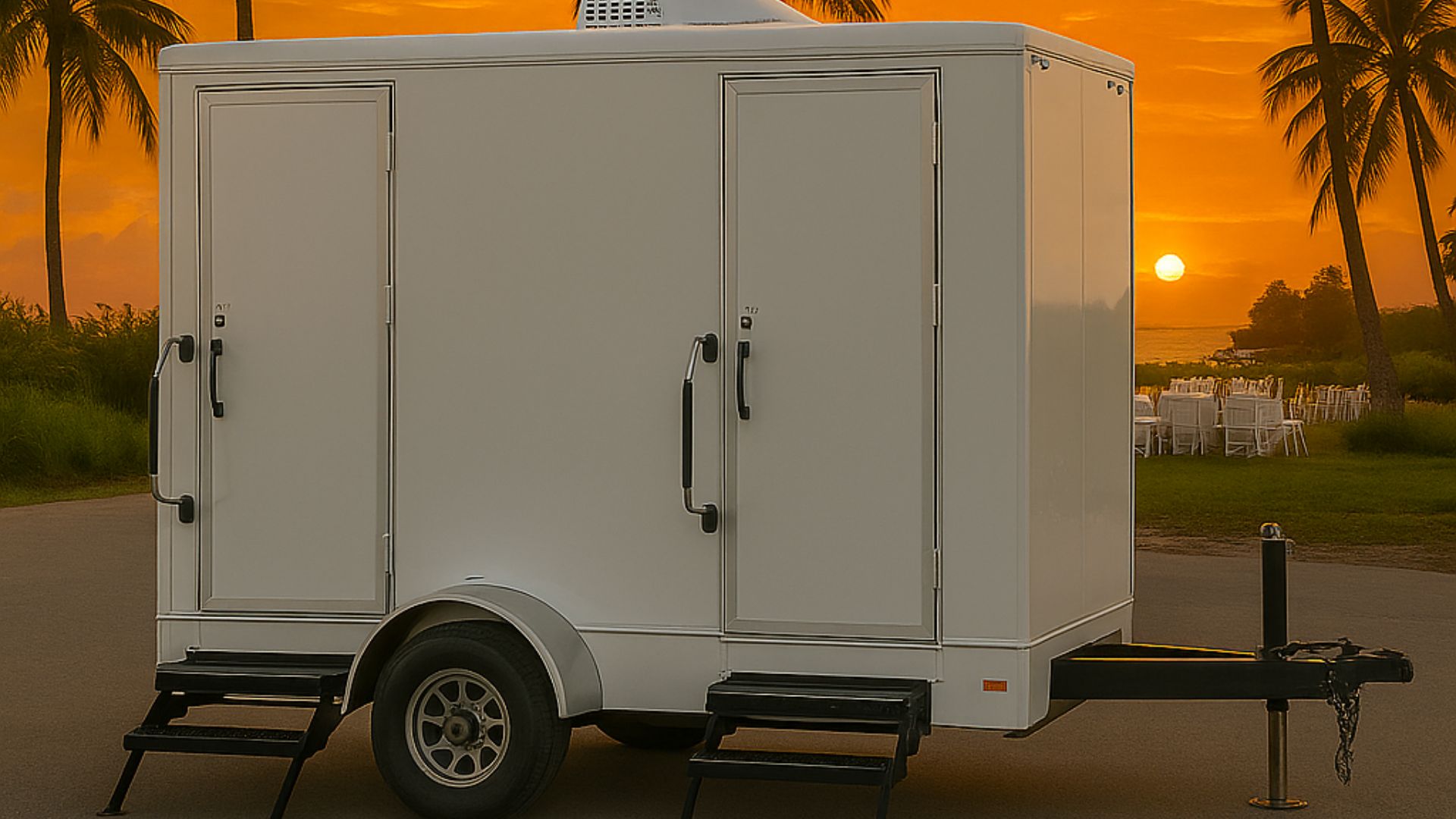 luxury restroom trailer at a wedding in lee county florida